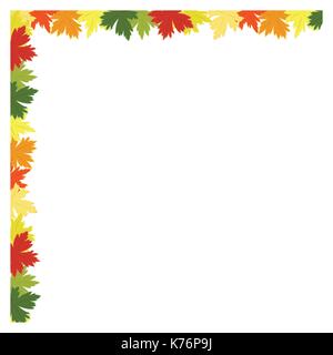 Colorate Foglie di autunno sfondo colorato Foglie di autunno telaio. Illustrazione Vettoriale