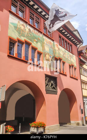 City street view di appenzell centro storico in Appenzell, Svizzera, Europa Foto Stock