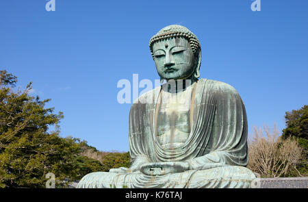 Il grande buddha a Kamakura. Situato a Kamakura, nella prefettura di Kanagawa, Giappone. Foto Stock