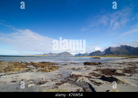 Yttersand beach, moskenesoy, isole Lofoten in Norvegia Foto Stock