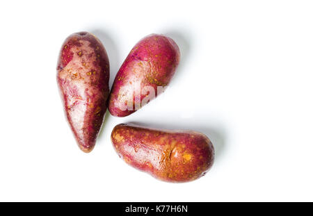 Materie di patate rosse isolato su sfondo bianco Foto Stock