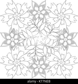 Libro da colorare pagina per adulti e bambini in stile scarabocchio. Illustrazione Vettoriale