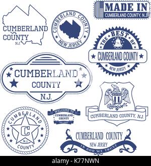 Cumberland County, new jersey. serie di francobolli generico e segni Illustrazione Vettoriale