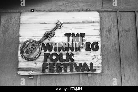 Winnipeg Folk Festival segno. winnipeg manitoba canada 11.9.17 Foto Stock