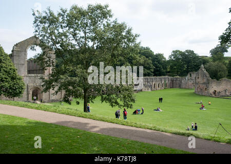 Fountains Abbey North Yorkshire Foto Stock