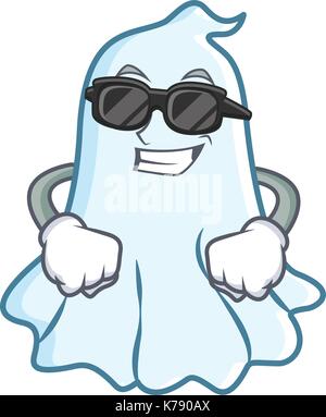 Super Cool simpatico carattere fantasma cartoon Illustrazione Vettoriale