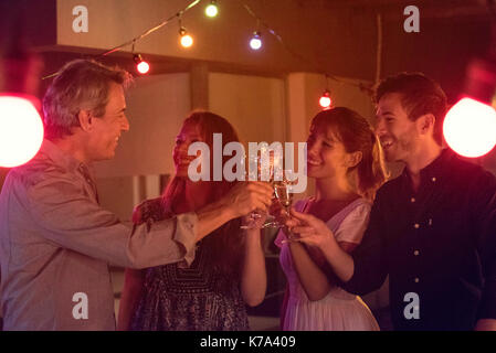 Gruppo di amici bevendo champagne Foto Stock