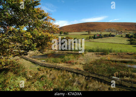 Serbatoio Cwmtillery formalmente il Cwmtillery Colliery sito nelle vicinanze di Abertillery, Wales, Regno Unito, ora bonificata e paesaggistico con un lago Foto Stock