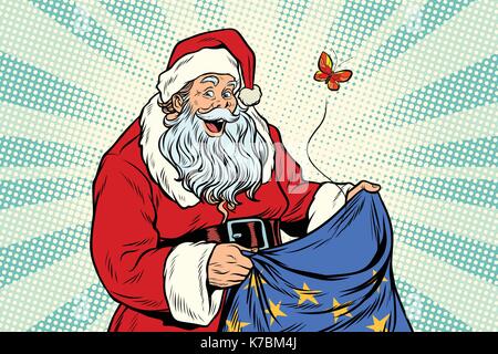 Gioioso babbo natale senza doni. arte pop retrò illustrazione vettoriale Illustrazione Vettoriale