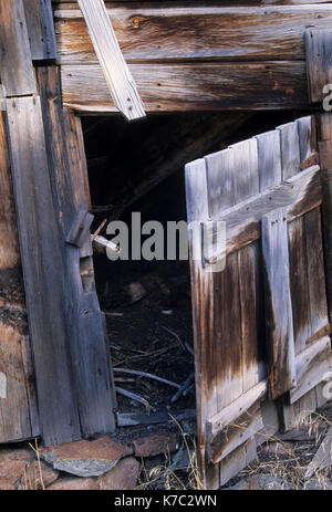 Pollo casa porta, Riddle Ranch nazionale quartiere storico, Steens Mountain Recreation Area, Oregon Foto Stock