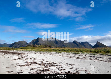 Yttersand beach, moskenesoy, isole Lofoten in Norvegia Foto Stock