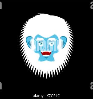 Yeti allegro gli Emoji. bigfoot faccia felice. abominevoli pupazzo merry avatar. illustrazione vettoriale Illustrazione Vettoriale