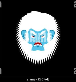 Yeti arrabbiato gli Emoji. bigfoot male emozione faccia. abominevoli pupazzo di neve aggressiva di avatar. illustrazione vettoriale Illustrazione Vettoriale