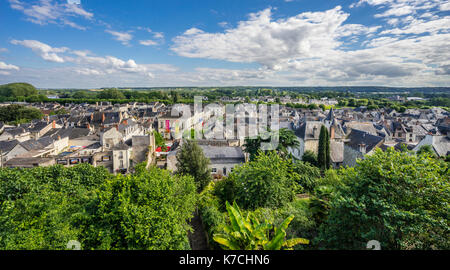 Francia, Center-Val de Loire, Touraine, vista del centro storico di Chinon Foto Stock