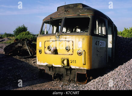 Classe 47 cabine locomotiva dopo la demolizione a eastleigh depot in Inghilterra Foto Stock