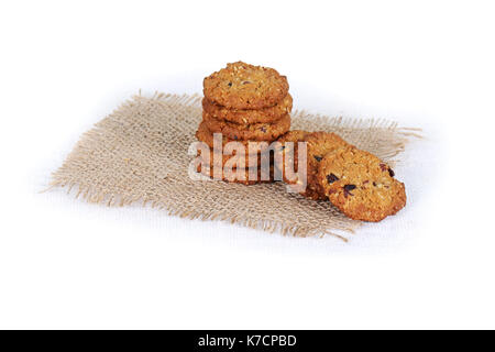 I cookie su bianco, iuta, multi grano, multigrain biscotti fatti a mano Foto Stock