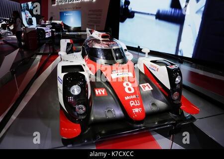 La casa automobilistica giapponese Toyota presenta la Toyota ts050 hybrid racing car al 67. iaa. 67. internationale automobil-ausstellung (IAA) aperto a Francoforte per visitatori professionali. è con oltre 1000 espositori uno del motore più grande mostra in tutto il mondo. La mostra sarà aperta per il pubblico in generale il 16 settembre. (Foto di Michael debets/Pacific stampa) Foto Stock