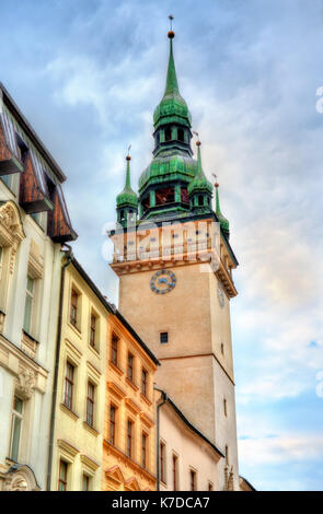 Municipio della città vecchia torre in brno, Repubblica ceca Foto Stock