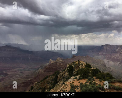 Nuvole di tempesta di pioggia nel corso del Grand Canyon Foto Stock