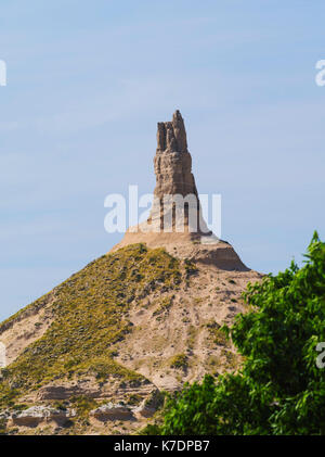 Vista di Chimney Rock National Historic Site, un naturale punto di riferimento per viaggiatori westtern. Foto Stock