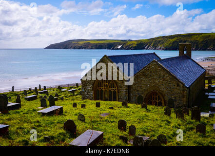 St. hywyn la chiesa aberdaron Foto Stock