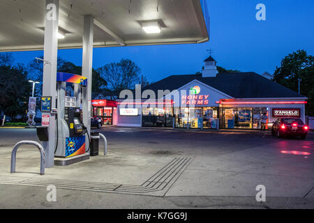 Honey Farms convenience store e stazione di gas su Highland Street a Worcester, MA Foto Stock