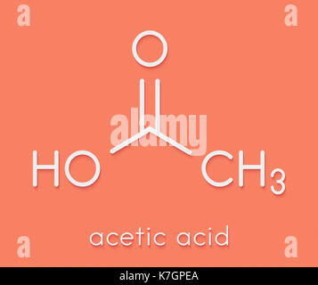 Acido acetico molecola. aceto è una soluzione acquosa di acido acetico. formula scheletrico. Foto Stock