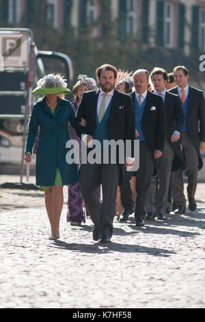 Amorbach, Deutschland. Xvi Sep, 2017. nozze religiose del principe ereditario Ferdinando di leiningen e princess Viktoria Luise von Preussen in amorbach (Baviera), Germania. il 16 settembre 2017. foto: erhardt szakacs /picture alliance.Caption locale *** 01647766 |/dpa/alamy live news Foto Stock