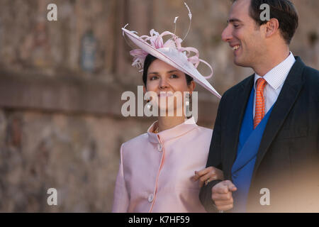 Amorbach, Deutschland. Xvi Sep, 2017. nozze religiose del principe ereditario Ferdinando di leiningen e princess Viktoria Luise von Preussen in amorbach (Baviera), Germania. il 16 settembre 2017. foto: erhardt szakacs |/picture alliance/dpa/alamy live news Foto Stock