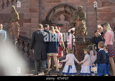 Amorbach, Germania. Xvi Sep, 2017. nozze religiose del principe ereditario Ferdinando di leiningen e princess Viktoria Luise von Preussen in amorbach (Baviera), Germania. il 16 settembre 2017. foto: erhardt szakacs /picture alliance | in tutto il mondo di utilizzo/picture alliance/dpa/alamy live news Foto Stock