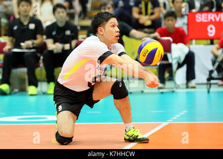 Osaka, Giappone. Xv Sep, 2017. satoshi ide (jpn) pallavolo : fivb world grand Champions Cup 2017 uomini match tra Giappone 1-3 Italia a Osaka centrale comunale palestra di Osaka in Giappone . credito: naoki nishimura aflo/sport/alamy live news Foto Stock