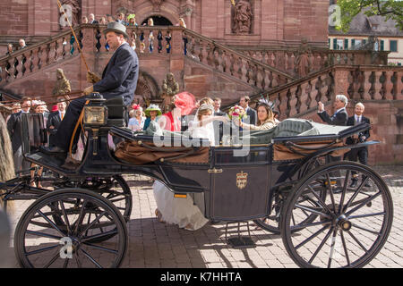 Amorbach, Germania. 16 Set 2017. Matrimonio religioso del principe ereditario Ferdinando di Leiningen e della principessa Viktoria Luise von Preussen ad Amorbach (Baviera), Germania. Il 16 settembre 2017. Foto: Erhardt Szakacs /Picture Alliance |/Picture Alliance/dpa/Alamy Live News Foto Stock