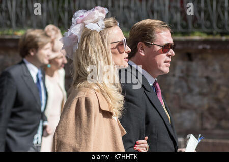 Amorbach, Germania. 16 Set 2017. Matrimonio religioso del principe ereditario Ferdinando di Leiningen e della principessa Viktoria Luise von Preussen ad Amorbach (Baviera), Germania. Il 16 settembre 2017. Foto: Erhardt Szakacs /Picture Alliance |/Picture Alliance/dpa/Alamy Live News Foto Stock