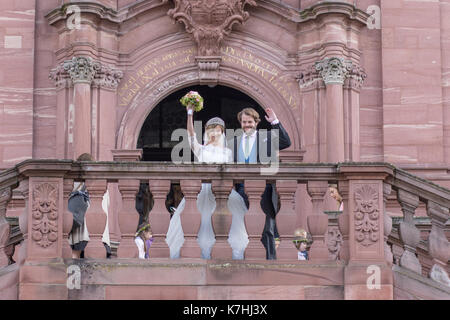 Amorbach, Germania. Xvi Sep, 2017. nozze religiose del principe ereditario Ferdinando di leiningen e princess Viktoria Luise von Preussen in amorbach (Baviera), Germania. il 16 settembre 2017. foto: erhardt szakacs /picture alliance | in tutto il mondo di utilizzo/picture alliance/dpa/alamy live news Foto Stock