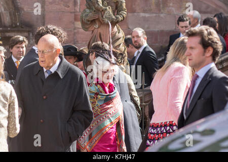 Amorbach, Germania. Xvi Sep, 2017. nozze religiose del principe ereditario Ferdinando di leiningen e princess Viktoria Luise von Preussen in amorbach (Baviera), Germania. il 16 settembre 2017. foto: erhardt szakacs /picture alliance | in tutto il mondo di utilizzo/picture alliance/dpa/alamy live news Foto Stock