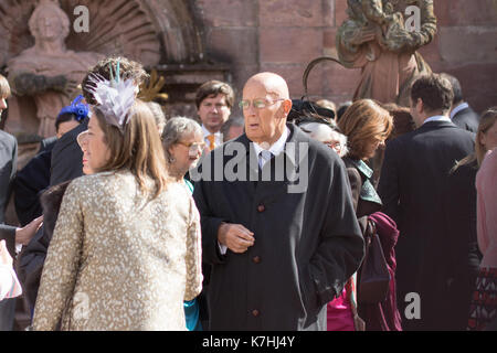 Amorbach, Germania. Xvi Sep, 2017. nozze religiose del principe ereditario Ferdinando di leiningen e princess Viktoria Luise von Preussen in amorbach (Baviera), Germania. il 16 settembre 2017. foto: erhardt szakacs /picture alliance | in tutto il mondo di utilizzo/picture alliance/dpa/alamy live news Foto Stock