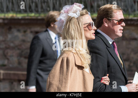 Amorbach, Germania. Xvi Sep, 2017. nozze religiose del principe ereditario Ferdinando di leiningen e princess Viktoria Luise von Preussen in amorbach (Baviera), Germania. il 16 settembre 2017. foto: erhardt szakacs /picture alliance | in tutto il mondo di utilizzo/picture alliance/dpa/alamy live news Foto Stock