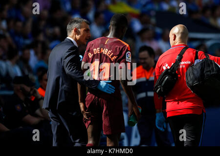 Getafe, Spagna. Il 17 settembre 2017. LaLiga match tra Getafe CF e FC Barcellona al Coliseum Alfonso Pérez, Getafe Madrid. © ABEL F. ROS/Alamy Live News Foto Stock