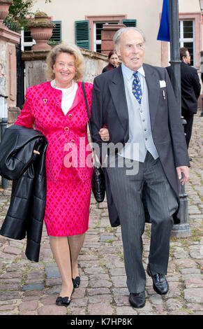 Amorbach, Germania. Xvi Sep, 2017. prinz andreas und prinzessin louise zu hohenlohe-langenburg il matrimonio del principe ereditario Ferdinando di leiningen e princess Viktoria Luise von Preussen al fürstlichen abteikirche in amorbach, 16 settembre, 2017 foto: albert nieboer/Paesi Bassi out/point de vue fuori - nessun filo service - foto: albert nieboer/royalpress/dpa/alamy live news Foto Stock