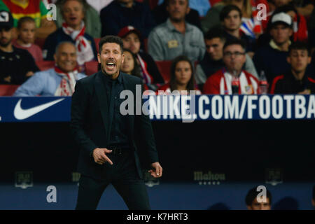 Diego Pablo Simeone allenatore di Atletico de Madrid La Liga tra Atlético de Madrid vs Malaga CF a Wanda Metropolitano stadium in Madrid, Spagna, 16 settembre 2017 . Foto Stock