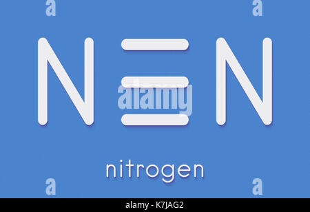 Azoto elementare (n2). molecola di gas azoto è il principale componente dell'atmosfera della terra. formula scheletrico. Foto Stock