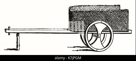 Vecchia illustrazione di un carrello portoghese. Da autore non identificato, publ. su Penny Magazine, London, 1837 Foto Stock