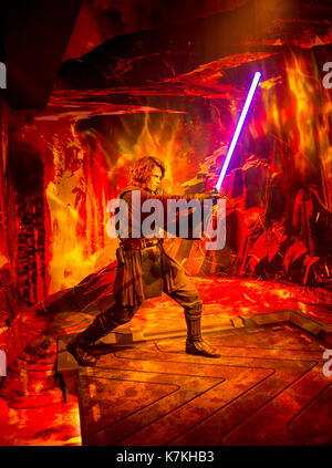 Una statua di cera di Anakin Skywalker di star wars episodio vi di Madame Tussaud Museum di Londra, Inghilterra Foto Stock