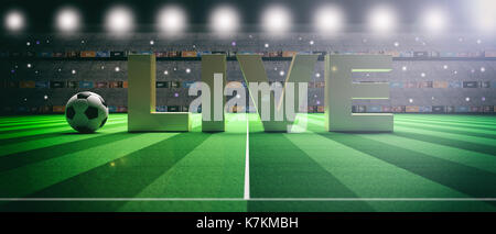 Parola vivere su un calcio dello sfondo dei campi. 3d illustrazione Foto Stock