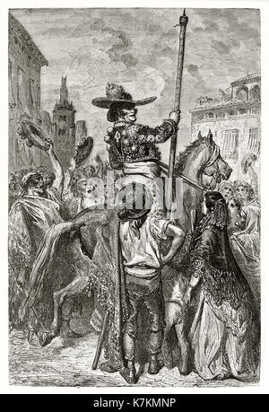Vecchia immagine raffigurante Picadores arrivo all'arena, Spagna. Da Dore, publ. in Le Tour du Monde, Parigi, 1862 Foto Stock