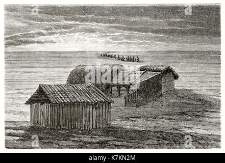 Vecchia illustrazione di un tambo (INN) nella pampa. Da Riou, publ. in Le Tour du Monde, Parigi, 1862 Foto Stock