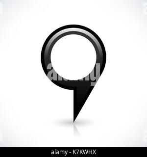 Mappa vuota pin posizione segno cerchio icona con ombra grigia e riflessione di gradiente isolati su sfondo bianco in semplice stile piatto Illustrazione Vettoriale