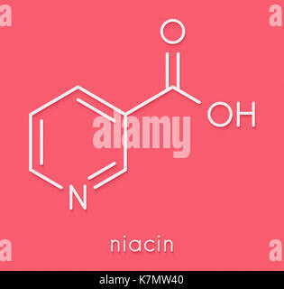 Vitamina B3 (Niacina). molecola di formula scheletrico. Foto Stock