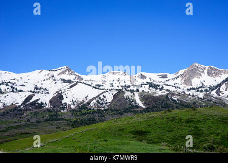 Montagne Wasatch dal lato est Foto Stock