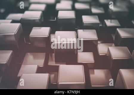 3d sfondo cubetti metallici. close up immagine Foto Stock